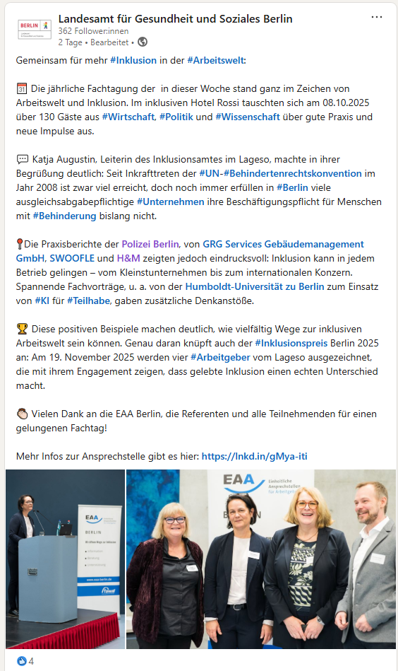 Post Lageso zur Fachtagung EAA